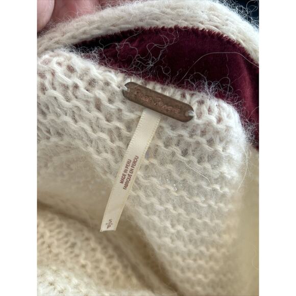 Free People Size S Alpaca Blend Sweater All Mine Ivory Oversize Chunky Pullover - Picture 7 of 7